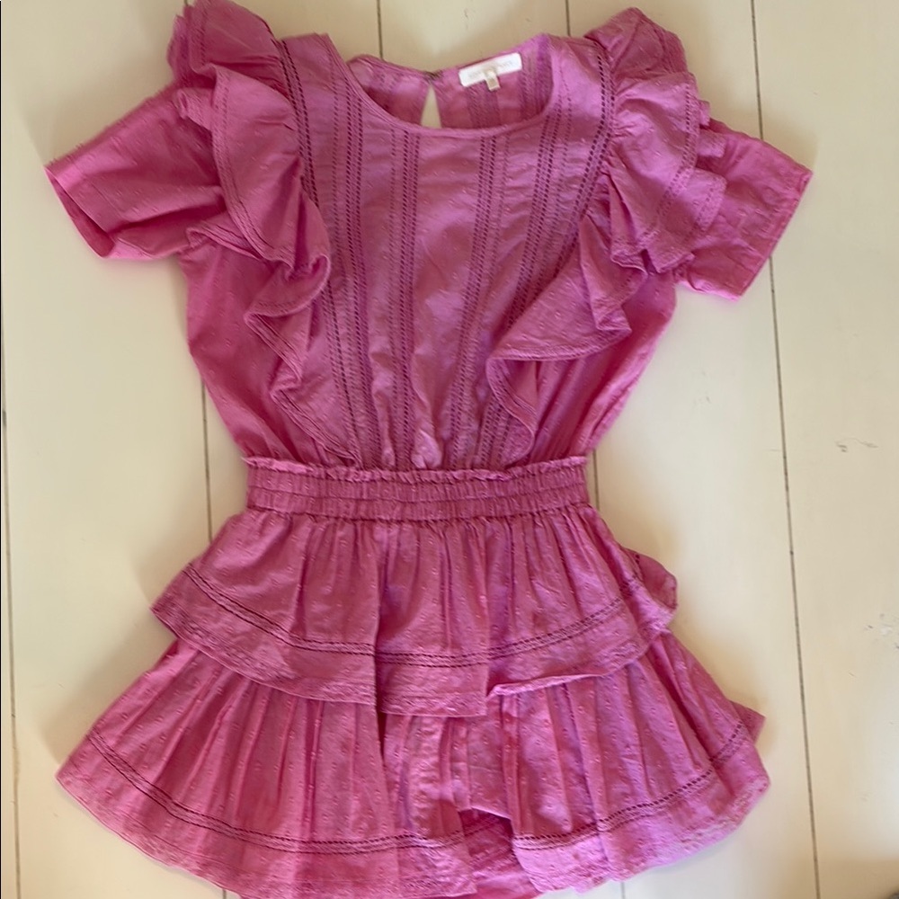 Pink Ruffled Short Sleeve love shack fancy  Dress